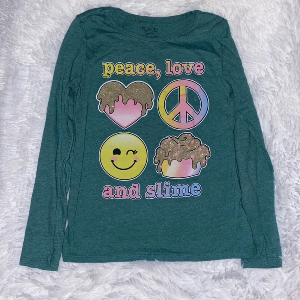 The Children's Place Green Long Sleeve Tee with Fun Graphics